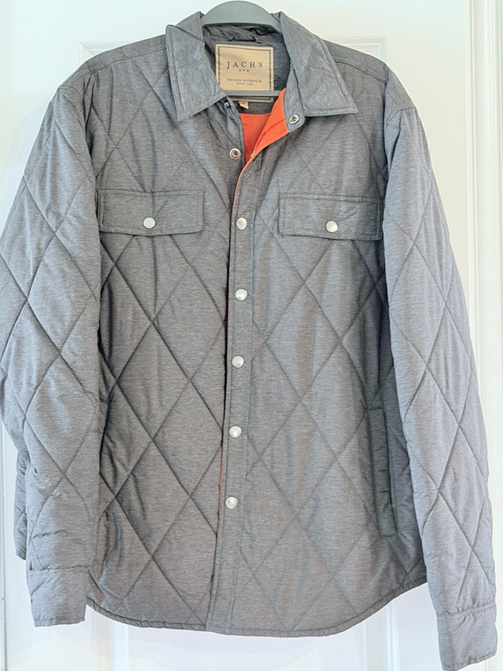 Men's Quilted LIGHTWEIGHT Grey Jacket with Orange Lining